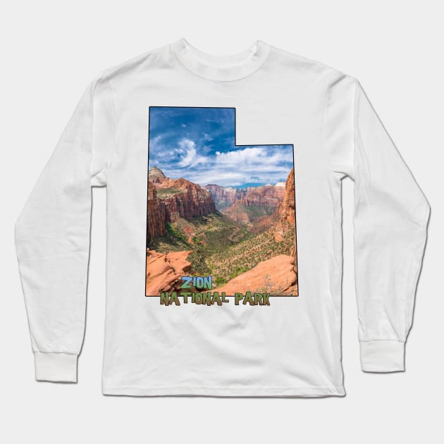 Utah State Outline (Zion National Park) Long Sleeve T-Shirt by gorff